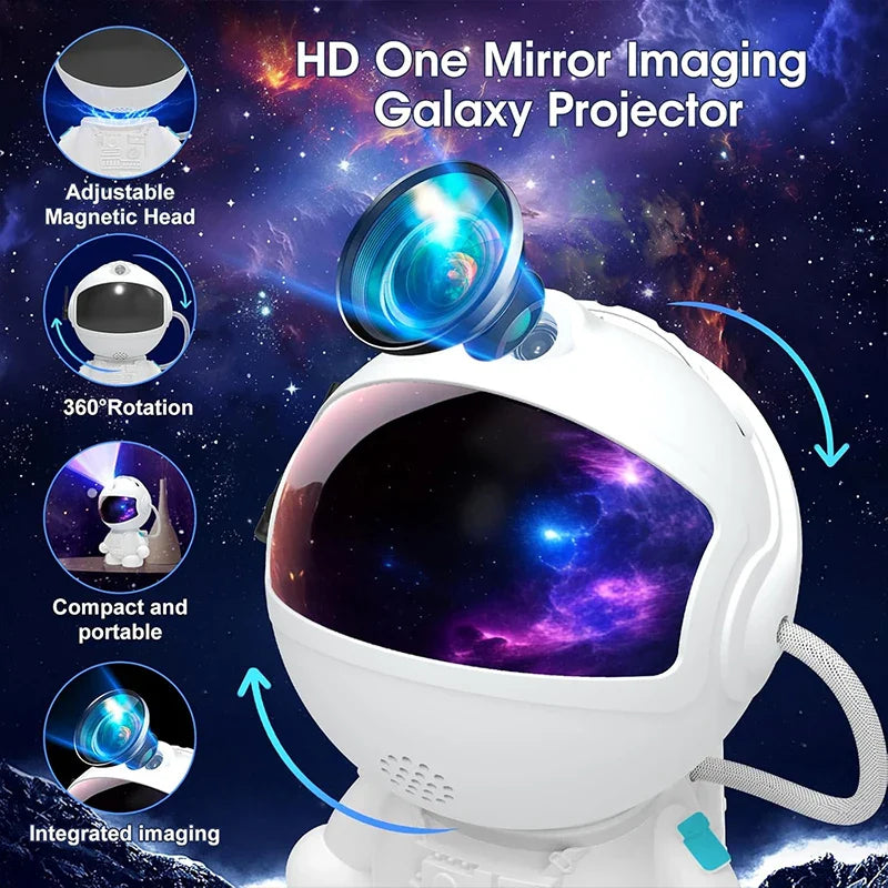 Astronaut Galaxy Projector Star Light with 12 Space Films 360 Rotating Planetarium