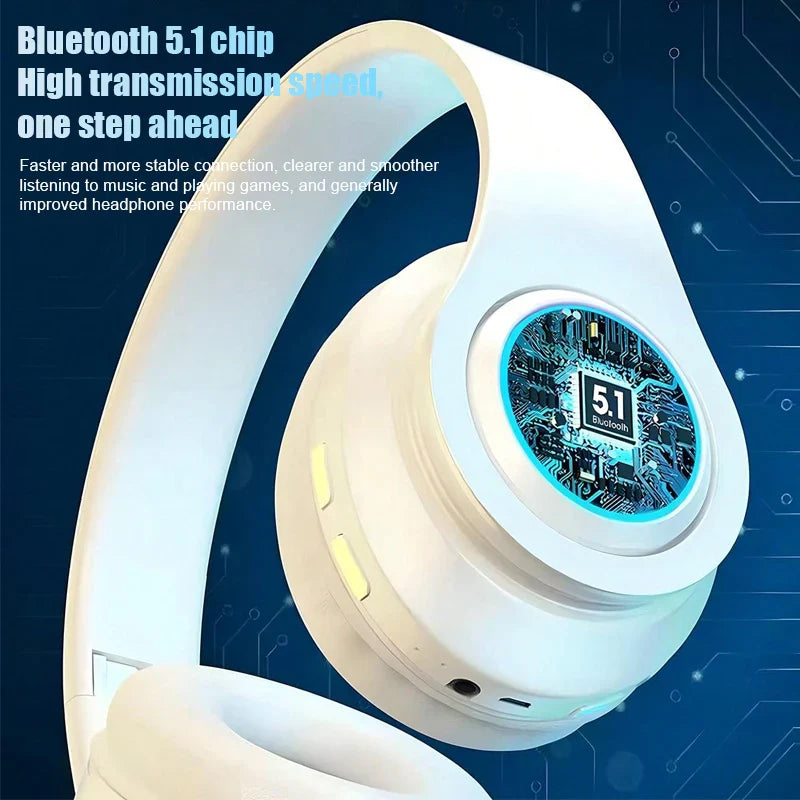 Wireless Gaming Headset Foldable Lightweight Headphones with Mic 3.5mm Audio