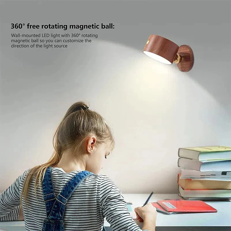 Touch Control Wall Lamp USB Rechargeable Dimmable LED Reading Light Bedroom