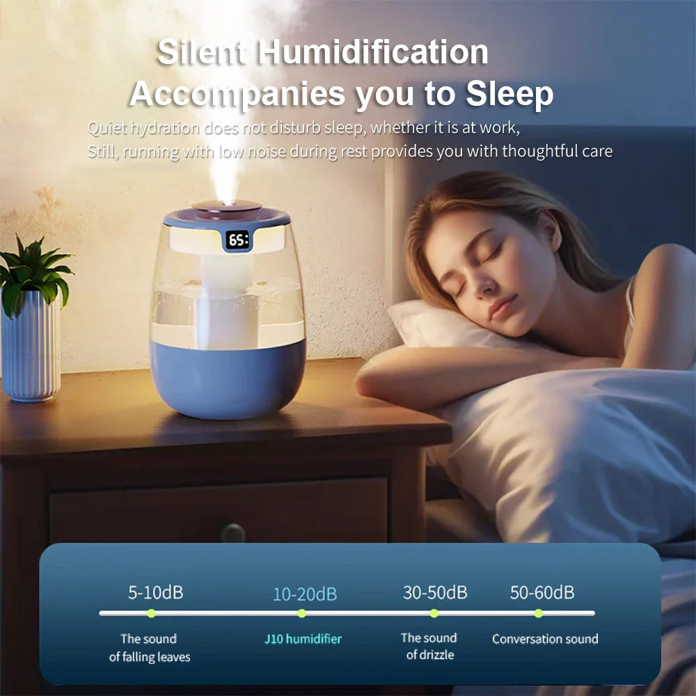 Large Capacity Air Humidifier Dual Spray Cool Mist Quiet Desktop Home Office