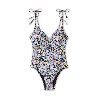 Shade & Shore Women's Shoulder Tie One Piece Swimsuit Open Back Swimwear
