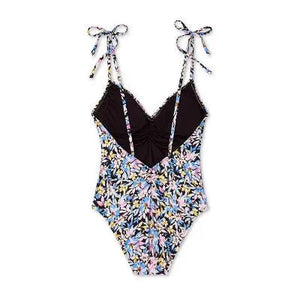 Shade & Shore Women's Shoulder Tie One Piece Swimsuit Open Back Swimwear