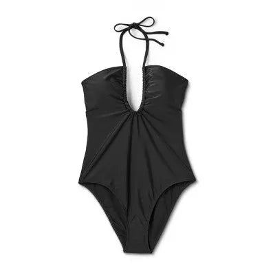 Shade & Shore Women's Bandeau One Piece Swimsuit Keyhole Back Tie Swimwear