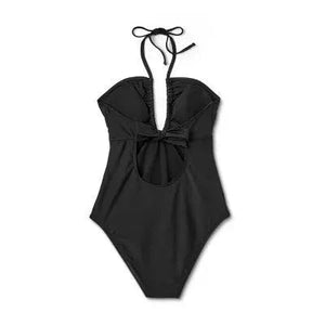 Shade & Shore Women's Bandeau One Piece Swimsuit Keyhole Back Tie Swimwear