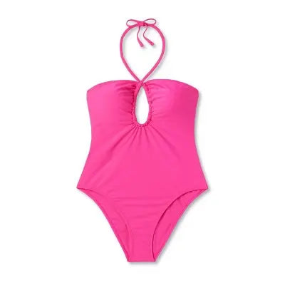 Shade & Shore Women's Bandeau One Piece Swimsuit Keyhole Back Tie Swimwear