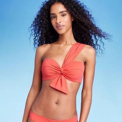 Shade & Shore Women's One Shoulder Bow Tail Bikini Top Swimsuit