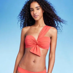 Shade & Shore Women's One Shoulder Bow Tail Bikini Top Swimsuit
