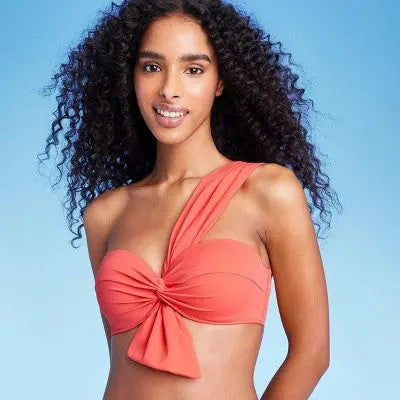 Shade & Shore Women's One Shoulder Bow Tail Bikini Top Swimsuit