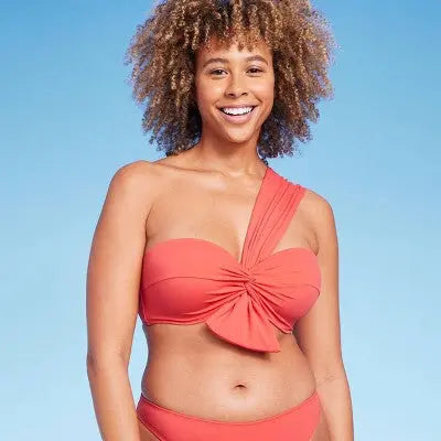 Shade & Shore Women's One Shoulder Bow Tail Bikini Top Swimsuit