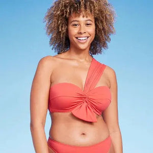 Shade & Shore Women's One Shoulder Bow Tail Bikini Top Swimsuit