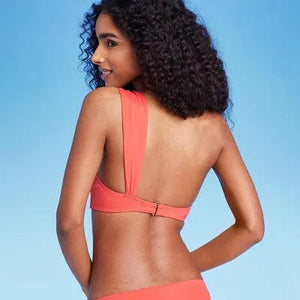 Shade & Shore Women's One Shoulder Bow Tail Bikini Top Swimsuit