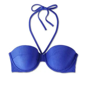 Shade & Shore Women's Ribbed Halter Bikini Top Swimsuit Halter Neck Tie Swimwear