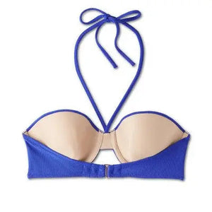 Shade & Shore Women's Ribbed Halter Bikini Top Swimsuit Halter Neck Tie Swimwear