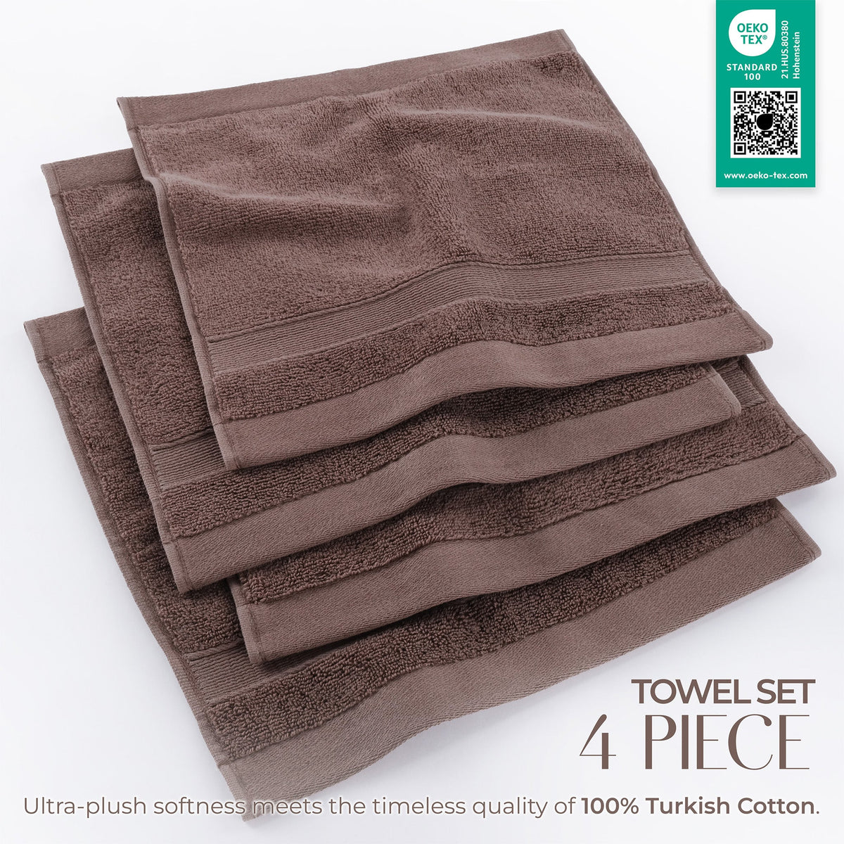 SIENA 4-Piece Turkish Cotton Luxury Washcloths Set – 700 GSM