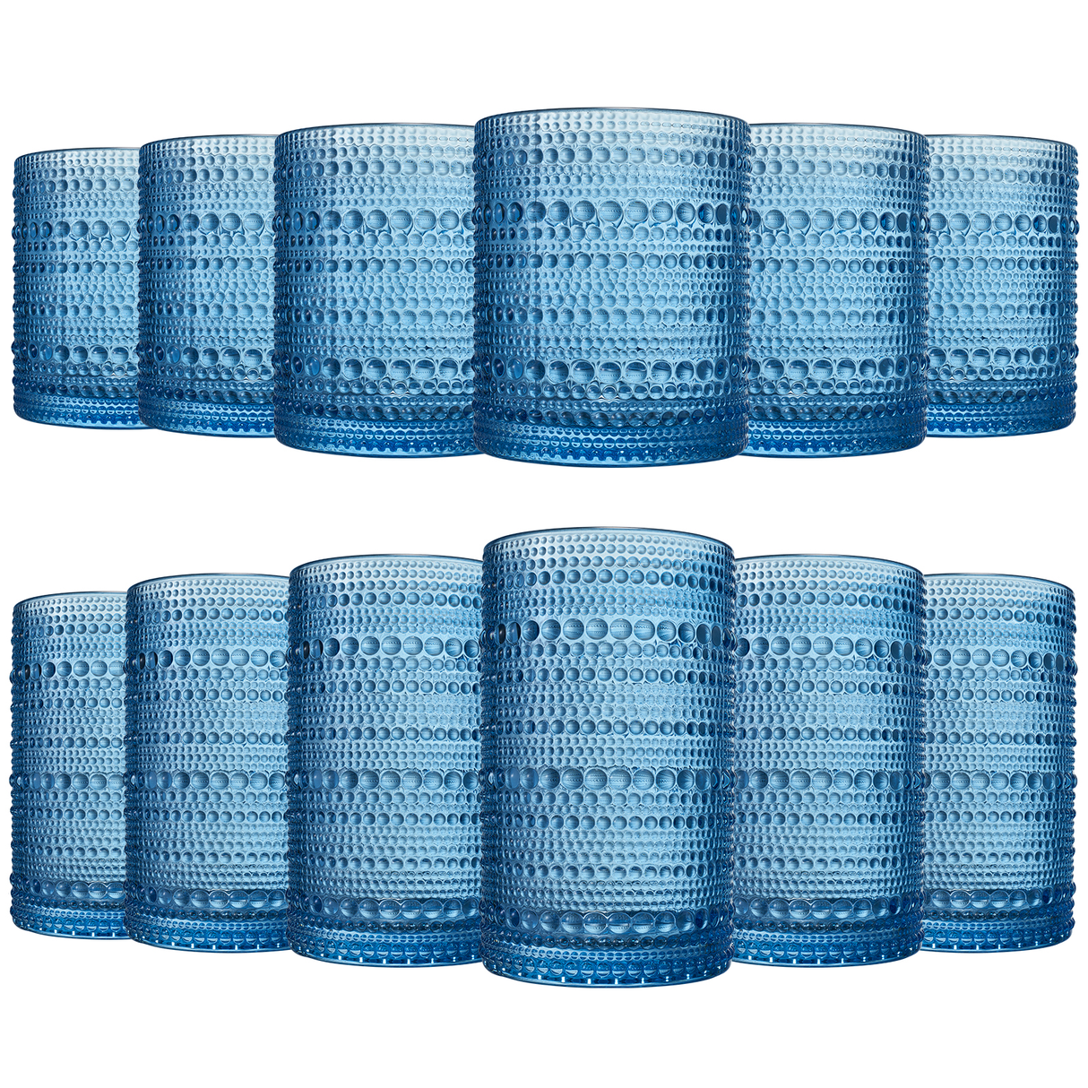 Textured Hobnail Lowball & Highball Glassware, Set of 12