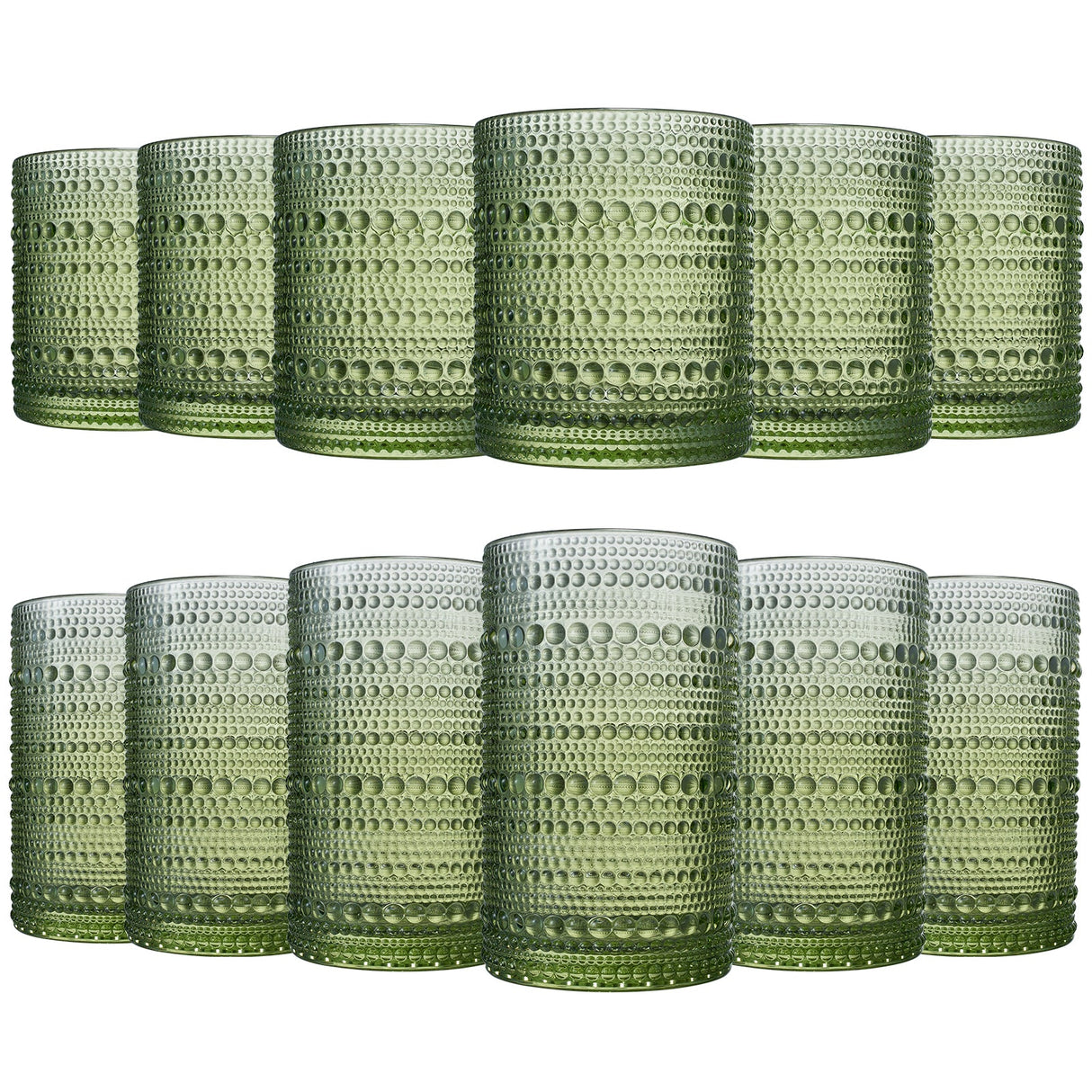 Textured Hobnail Lowball & Highball Glassware, Set of 12