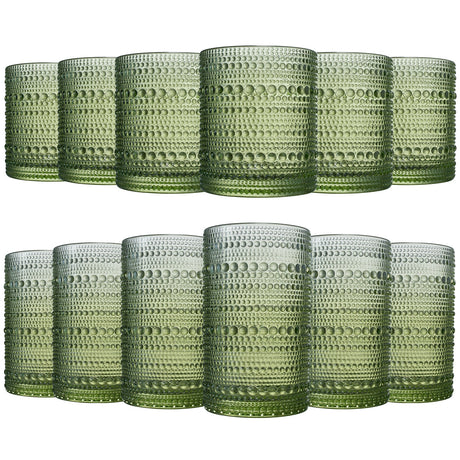 Textured Hobnail Lowball & Highball Glassware, Set of 12