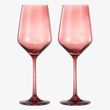 Tonal Stemmed Wine Glassware, Cranberry Red, Set of 2