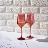 Tonal Stemmed Wine Glassware, Cranberry Red, Set of 2