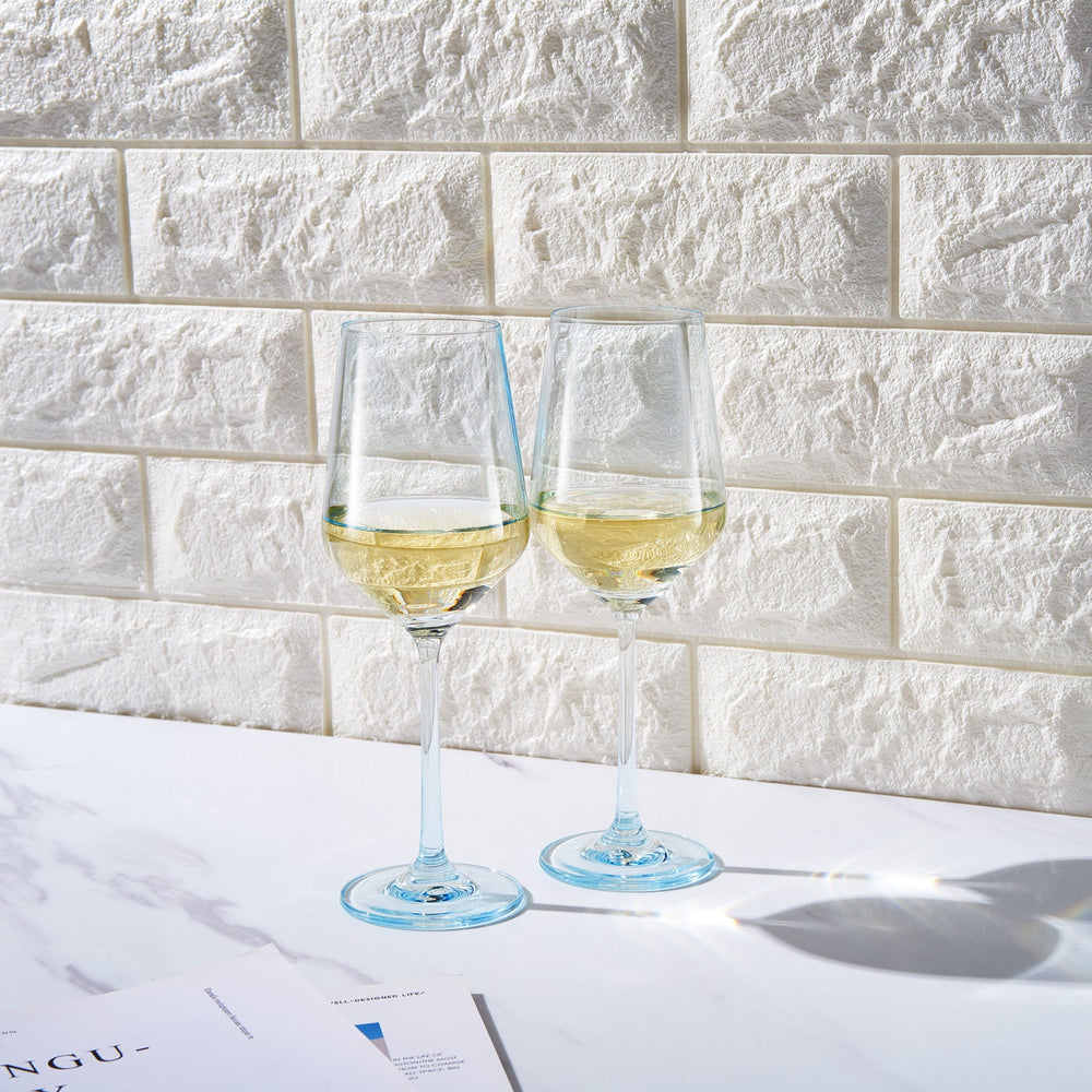 Monet Stemmed Wine Glassware, Blue, Set of 2