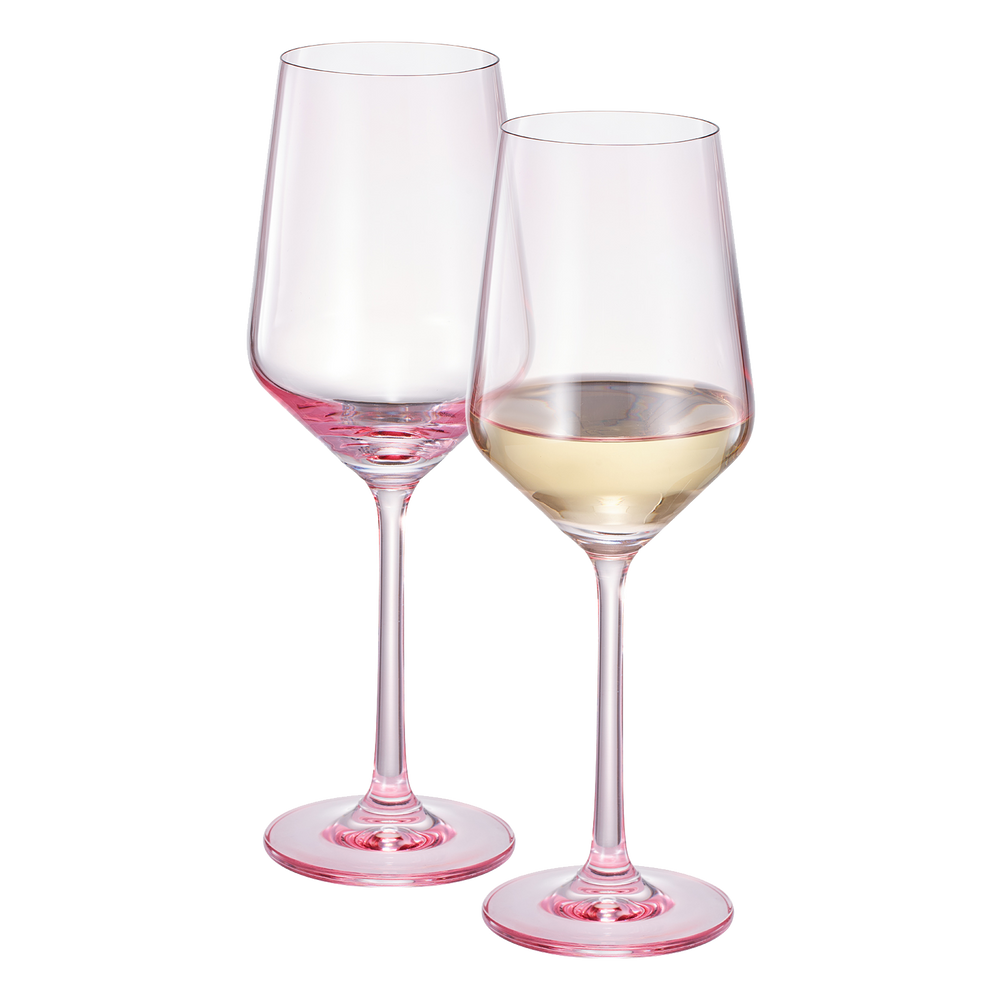 Monet Stemmed Wine Glassware, Magenta, Set of 2