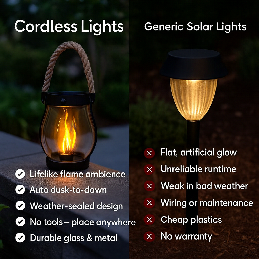 Solar Lanterns Outdoor – Waterproof Solar-Powered Lantern with Flickering Flame Effect for Garden and Patio