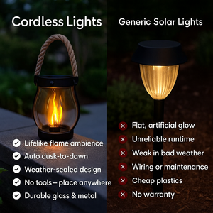 Solar Lanterns Outdoor – Waterproof Solar-Powered Lantern with Flickering Flame Effect for Garden and Patio