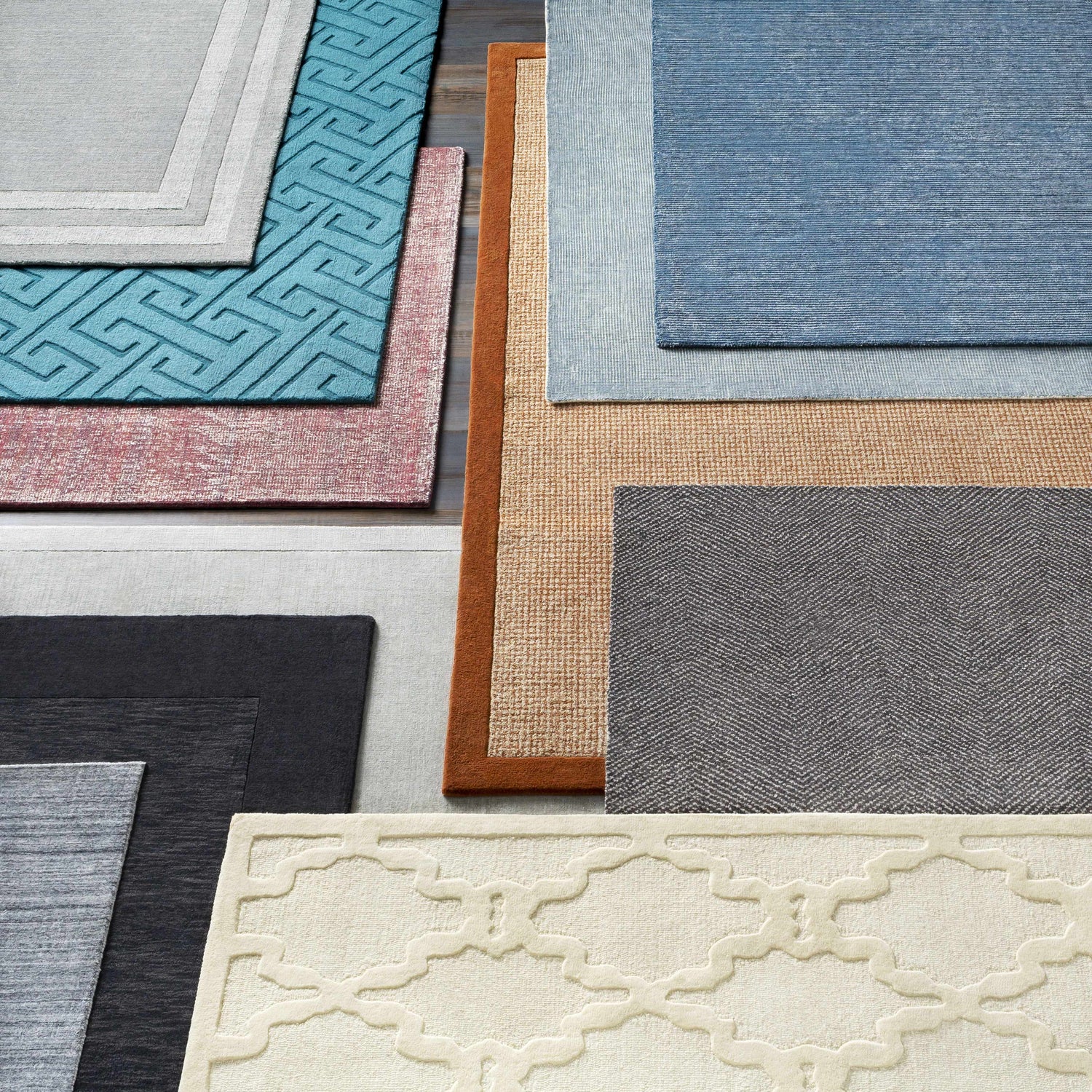 Bordered Solid Black Charcoal Wool Rug