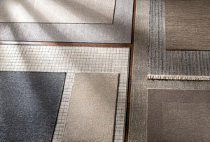 Bordered Solid Gray Wool Rug