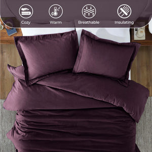 Flannel Cotton Modern Solid Fuzzy Duvet Cover Set With Pillow Shams - Duvet Cover Set by Superior Brand