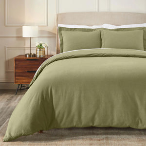 Flannel Cotton Modern Solid Fuzzy Duvet Cover Set With Pillow Shams - Duvet Cover Set by Superior Brand