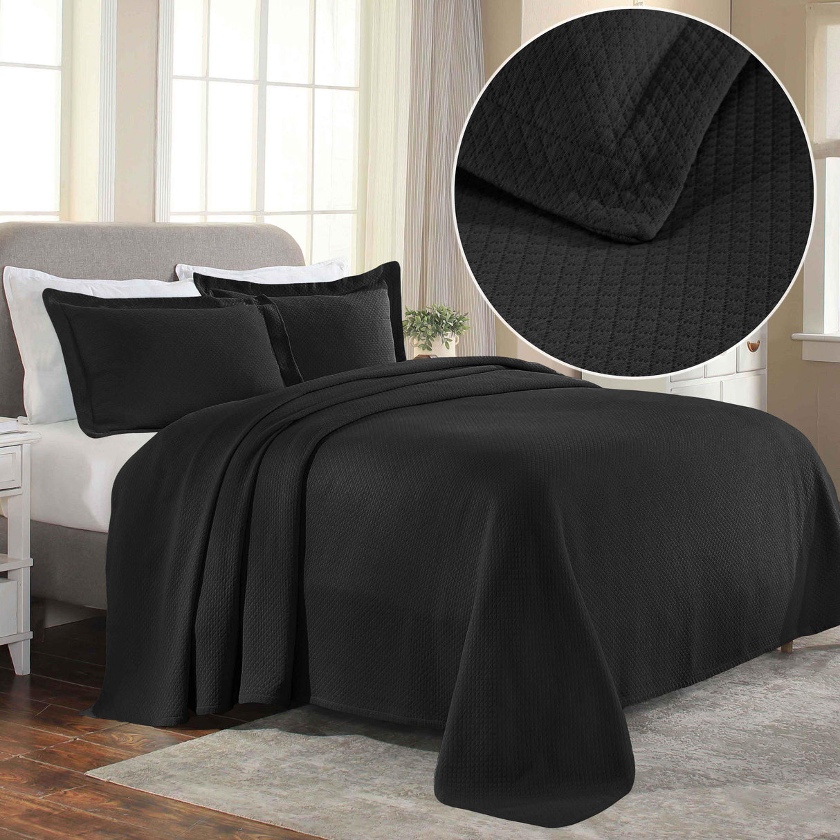Solitaire Jacquard Matelassé Cotton Diamond Solitaire Bedspread Set - Bedspread by Superior Brand