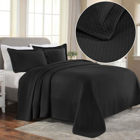 Solitaire Jacquard Matelassé Cotton Diamond Solitaire Bedspread Set - Bedspread by Superior Brand