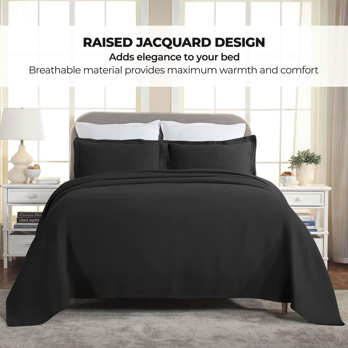Solitaire Jacquard Matelassé Cotton Diamond Solitaire Bedspread Set - Bedspread by Superior Brand