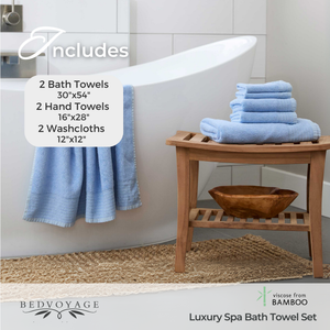 Bamboo Cotton Spa Towel Set - Viscose from Bamboo + Cotton - 6pc Set - Ocean by BedVoyage