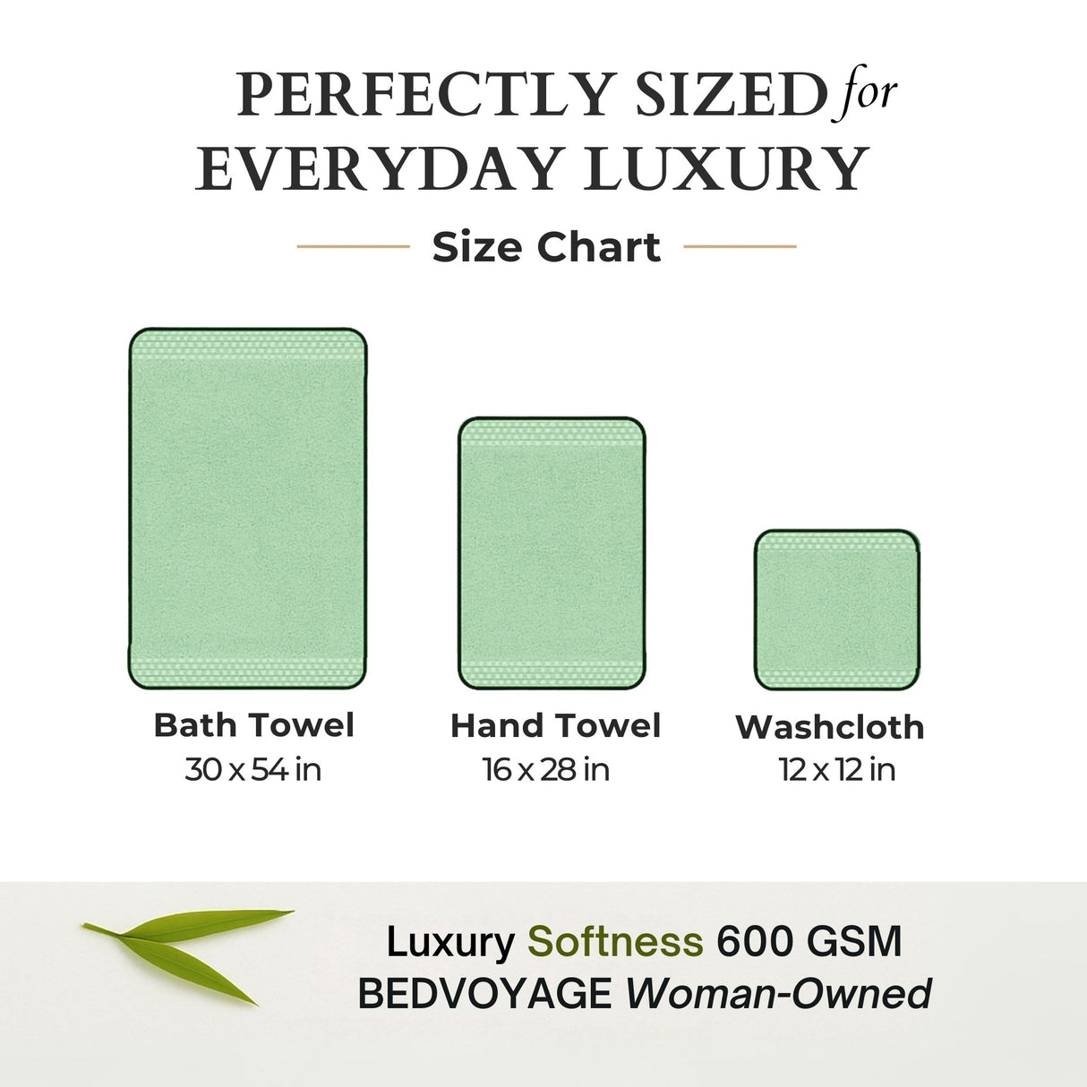 Bamboo Cotton Spa Towel Set - Viscose from Bamboo + Cotton - 6pc Set - Seaglass by BedVoyage
