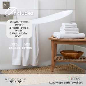 Bamboo Cotton Spa Towel Set - Viscose from Bamboo + Cotton - 6pc Set - Cloud