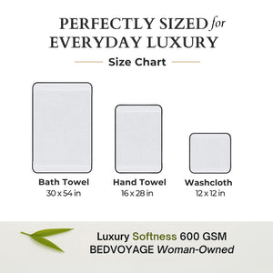 Bamboo Cotton Spa Towel Set - Viscose from Bamboo + Cotton - 6pc Set - Cloud