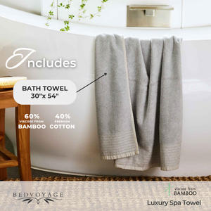 Bamboo Cotton Spa Bath Towel - Viscose from Bamboo + Cotton – Stone by BedVoyage