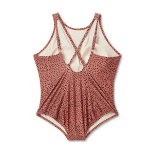 Spotted Print High Neck Ruched Full Coverage One Piece Swimsuit - Kona Sol