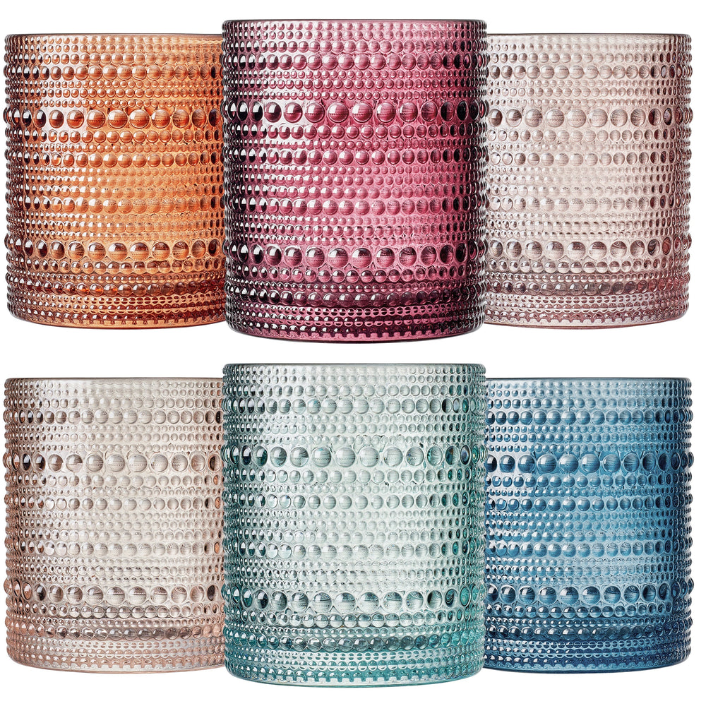 Tonal-Hobnail-Lowball-Glassware,-Spring,-Set-of-6-Lowball