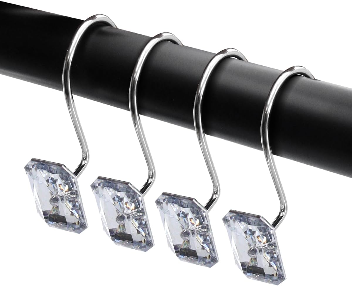 Set of 12 Rust Resistant Shower Curtain Hooks - 6 Designs