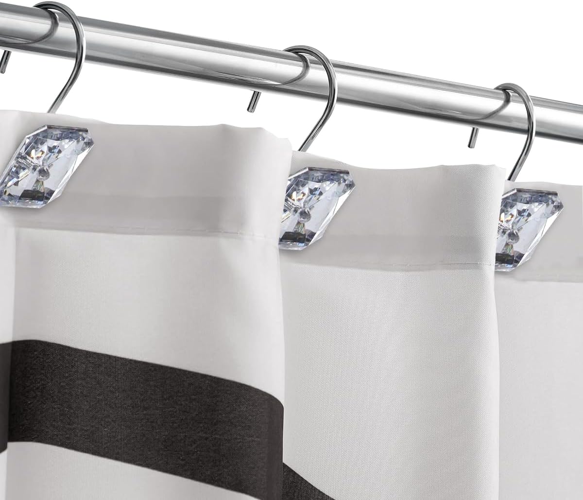 Set of 12 Rust Resistant Shower Curtain Hooks - 6 Designs