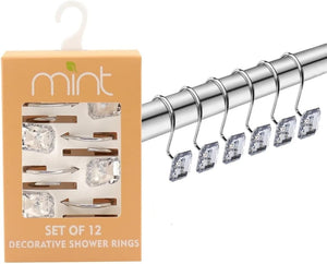 Set of 12 Rust Resistant Shower Curtain Hooks - 6 Designs