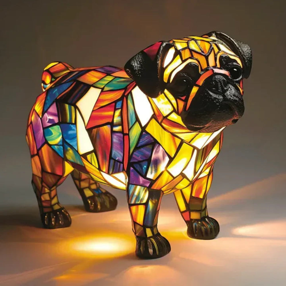 Tiffany Style Dog Table Lamp