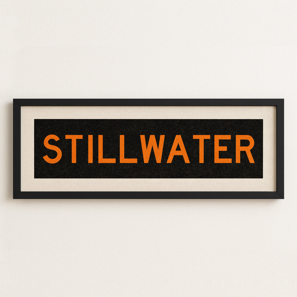 Framed Stillwater Orange Bus Scroll