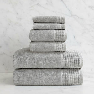 Bamboo Cotton Spa Towel Set - Viscose from Bamboo + Cotton - 6pc Set - Stone by BedVoyage
