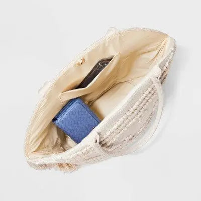 Straw Fringe Tote Handbag - Shade & Shore