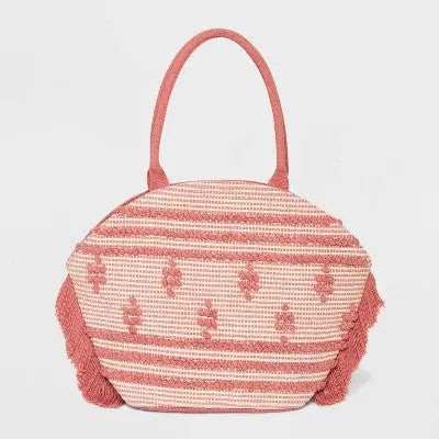 Straw Fringe Tote Handbag - Shade & Shore