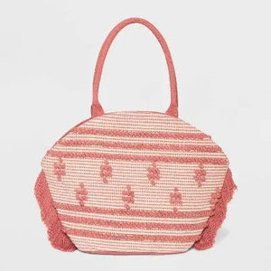 Straw Fringe Tote Handbag - Shade & Shore
